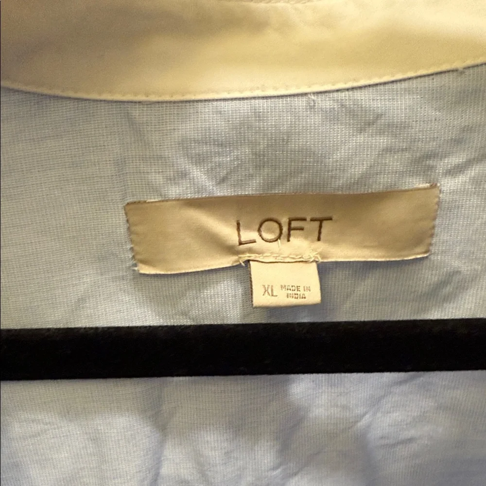 Loft Blue and White Button-Up Shirt with Sequins - Picture 3 of 5